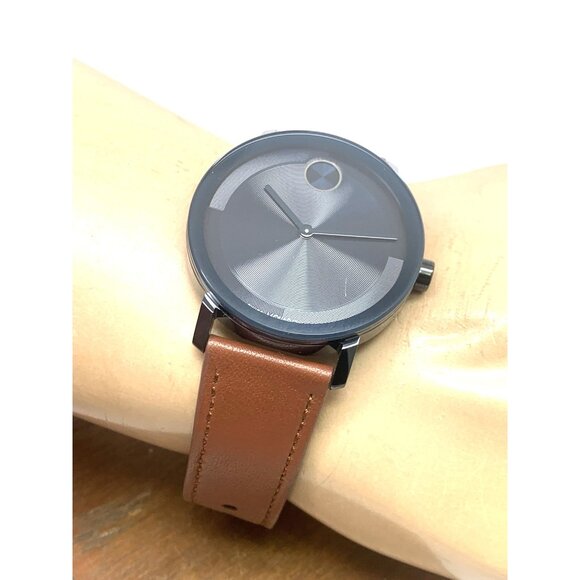 Movado Men's Watch 3601093 Bold Swiss Quartz Blue Dial 40mm Brown Leather Strap - Picture 5 of 14